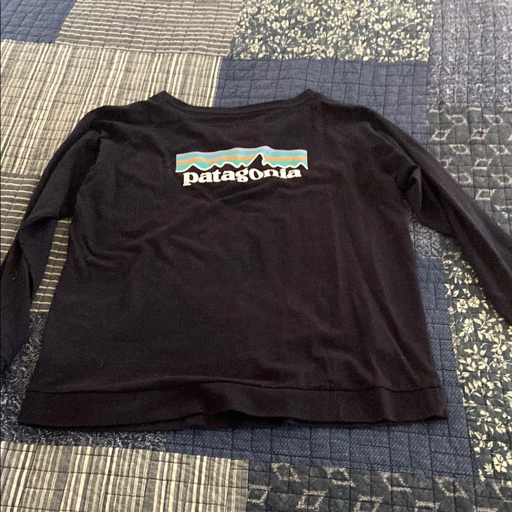 Patagonia Navy Blue Long Sleeve Top with Logo